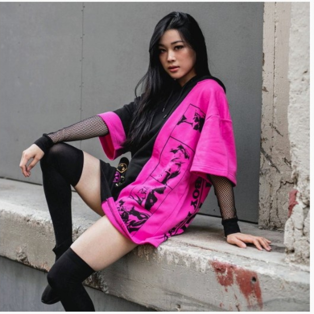 Bebop Crew Colorblock short sleeve hoodie. Unisex